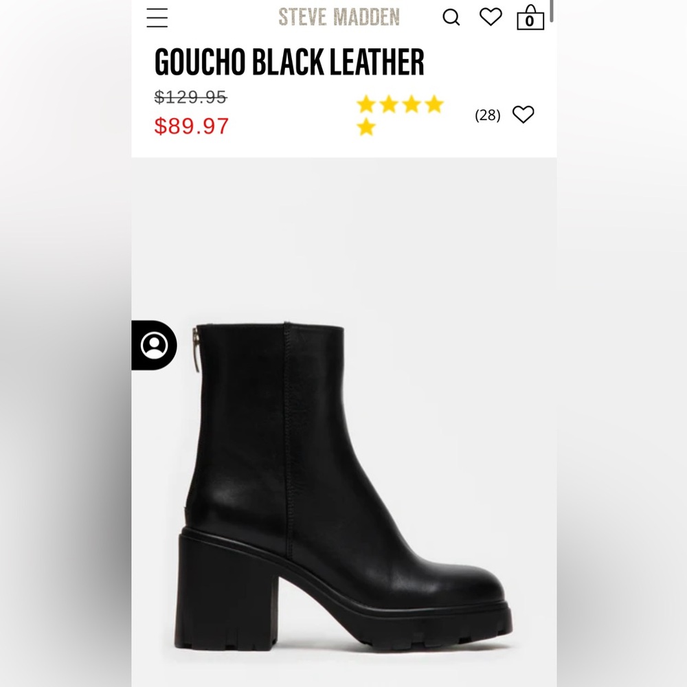 Steve Madden Goucho Black Leather size 7